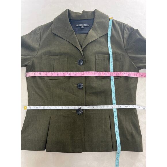 Lafayette 148 New York Wool Green Pleated Back Career Business Blazer 8 - Picture 5 of 6
